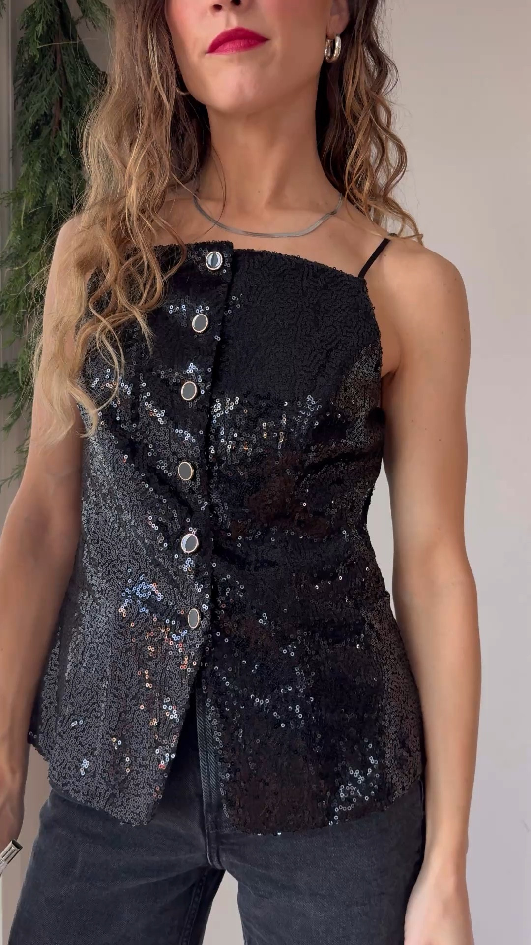 Holiday Party Outfits Look Five ✨

Anthropologie top, 30% off, XS, fits TTS for a relaxed fit. Everlane jeans, 24, I took my smaller size and the longer inseam, linked a similar full length option for tall girlies. Old Madewell slingbacks, similar linked. Anthropologie bag also on sale. Chunky Silver Hoops and Herringbone Necklace from Sela Designs  

#LTKSaleAlert #LTKHoliday #LTKOver40