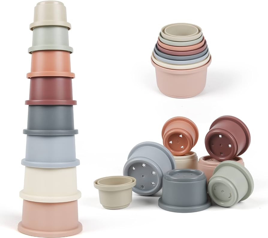 Baby Stacking Cups Bath Toys，Montessori Stackable Nesting Cups for Toddler 6 12 18 Months,8PCS ... | Amazon (CA)