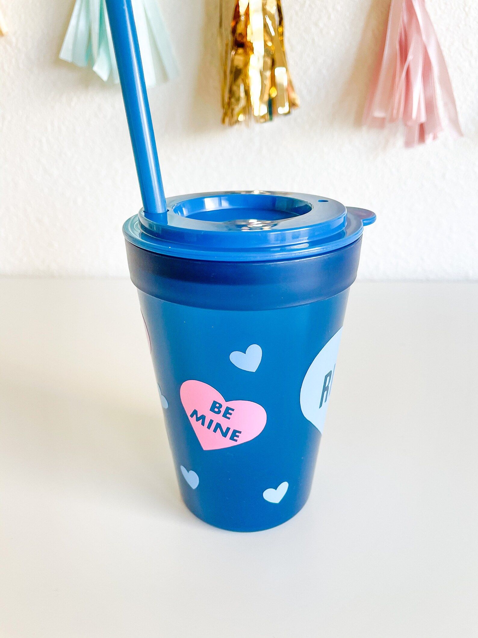 Kids Personalized Valentine's Day Cup With Straw  Custom - Etsy | Etsy (US)