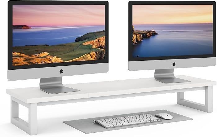 YAOHUOO Dual Monitor Stand Riser, 39Inch Large Monitor Stands for 2 Monitors, Computer Monitor St... | Amazon (US)