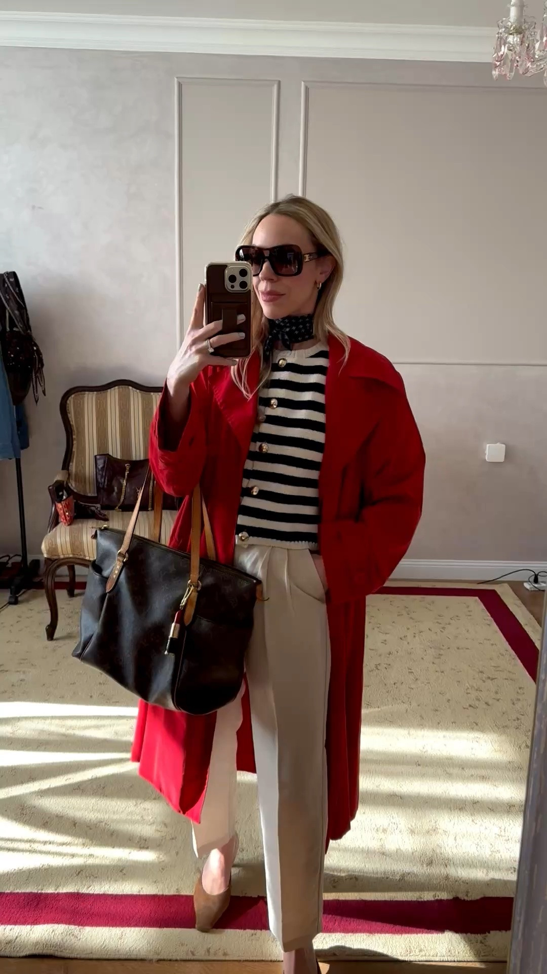 Work outfit, trench coat, spring workwear, red coat, striped sweater, linen cropped pants, suede mules

#LTKWorkwear #LTKOver40 #LTKSeasonal