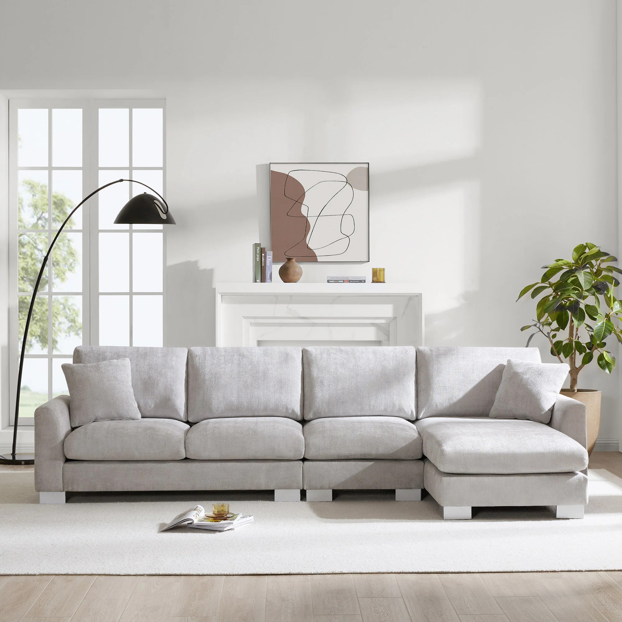 Modern Oversized Sectional Sofa,L-Shaped Luxury Couch Set With 2 Free Pillows | Wayfair North America