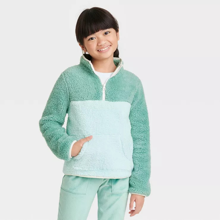 Girls' Sherpa Pullover Sweatshirt - Cat & Jack™ | Target