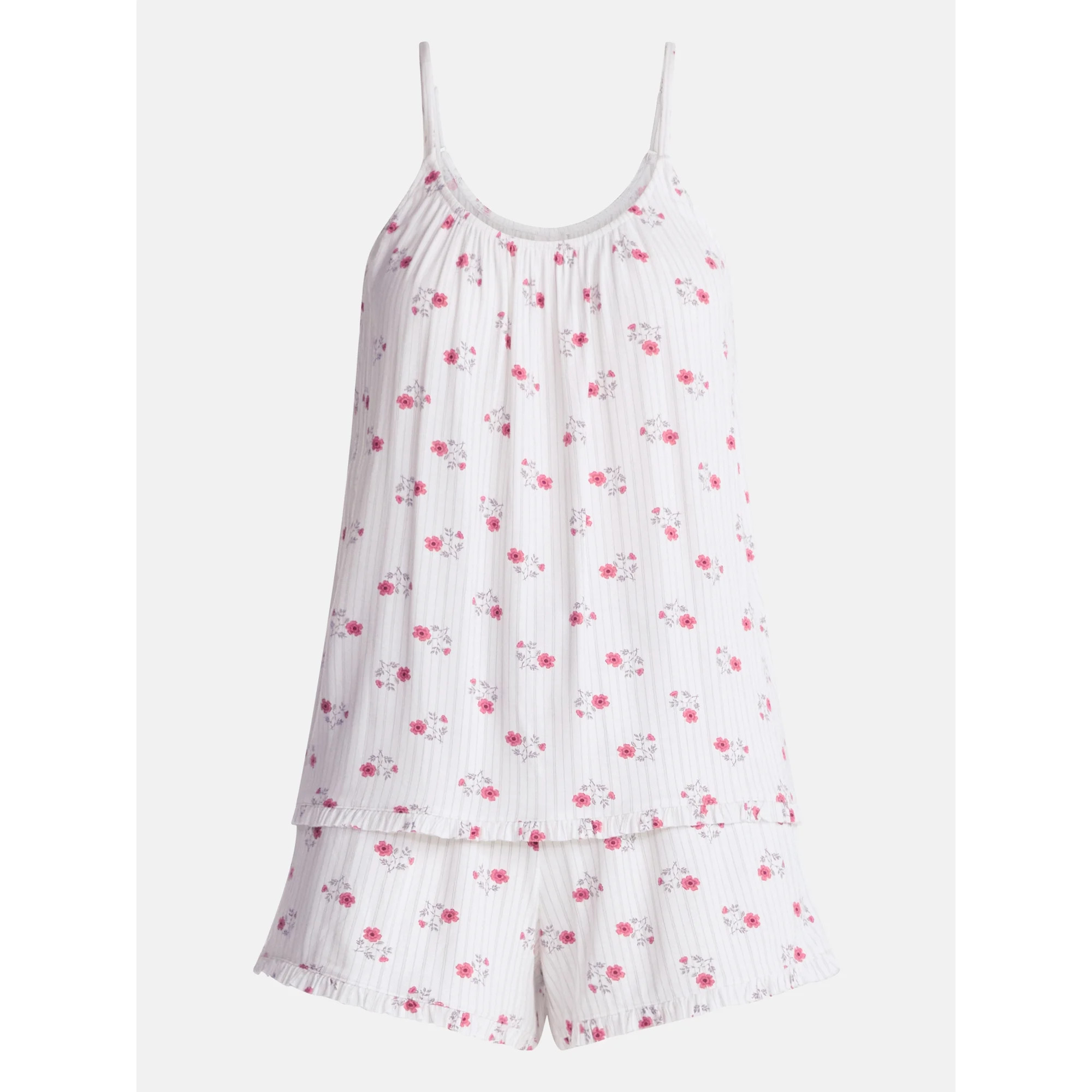 Joyspun Women’s Modal-Blend Ruffle Trim Cami and Shorts Sleepwear Set, 2-Piece, Sizes XS-3X | Walmart (US)