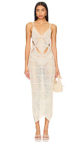 Odella Crochet Dress in Champagne | Revolve Clothing (Global)