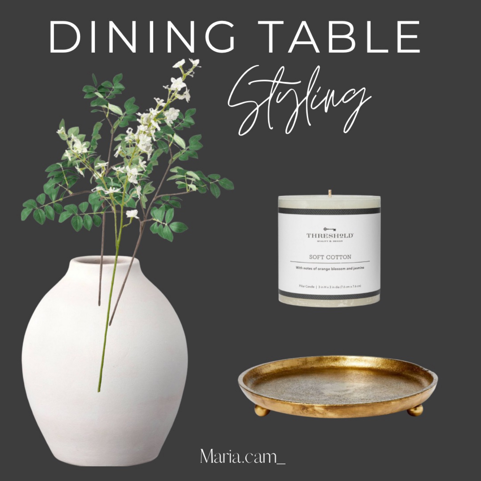 Dining table styling! It’s also perfect for a coffee table or shelf! I used 2 greens and 1 flowers stem 😍

#livingroom #decor #diningroom #home 

#LTKhome #LTKunder100 #LTKSeasonal