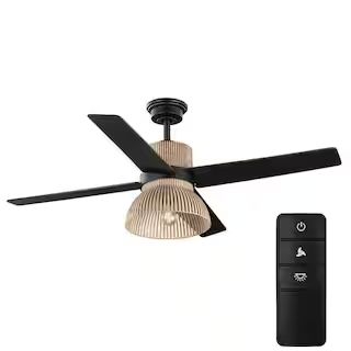Home Decorators Collection Savannah 52 in. Indoor LED Matte Black Dry Rated Ceiling Fan with 4 Re... | The Home Depot