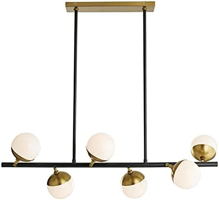 KCO Lighting Mid Century Modern Chandelier Black Gold Globe Pendant Light Fixture 6-Light Industr... | Amazon (US)