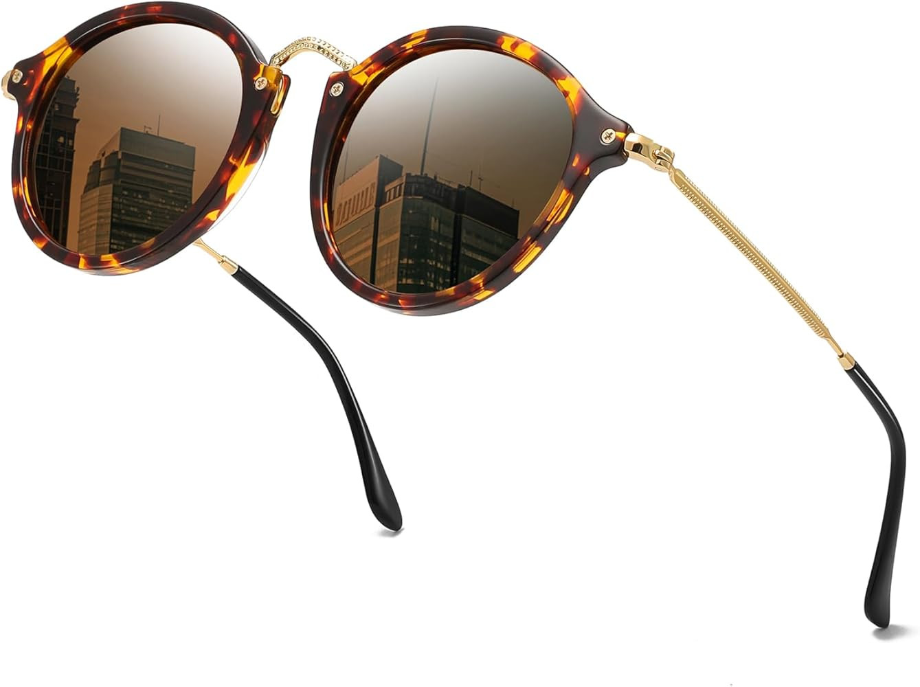 Round Polarized Sunglasses Women Trendy Retro tortoise circle frame | Amazon (US)