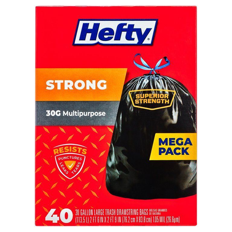 Hefty Strong Large Trash Bags, 30 Gallon, 40 Count | Walmart (US)