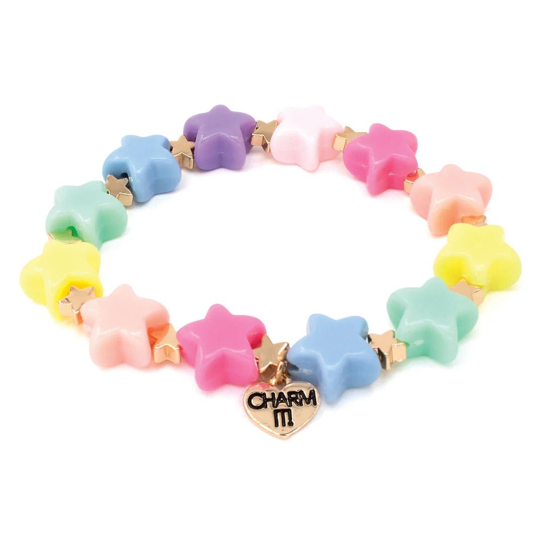 Gold Pastel Star Stretch Bead Bracelet | Persnickety
