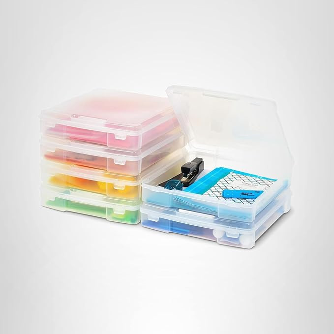 IRIS USA Fits 12" x 12" Paper, 6-Pack Thick Portable Plastic Scrapbook Paper Storage Cases Organi... | Amazon (US)