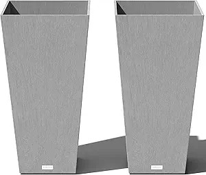 Veradek V-Resin Indoor/Outdoor Taper Planter, Set of 2 (30 inch, Grey) | Amazon (US)