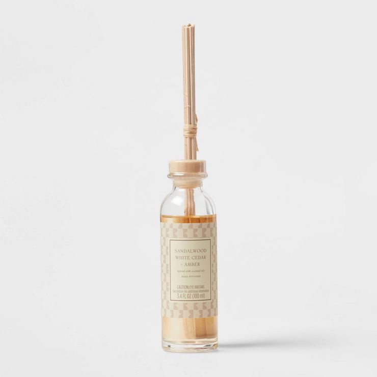 100ml Reed Diffuser with Cork Lid Sandalwood White Cedar & Amber Brown - Threshold™ | Target