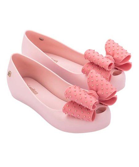 Pink Embellished-Bow Melissa Ultra Sweet VII Ballet Flat - Girls | Zulily