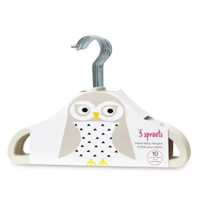 3 Sprouts 10-Pack Owl Flocked Children's Hangers in Ivory | buybuy BABY | buybuy BABY