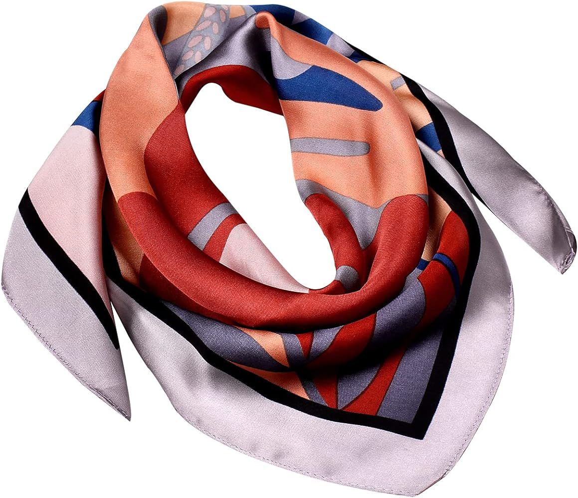 Redacali Head Scarf for Women Silk Feeling Hair Scarf Square Neck Satin Scarves Wrap for Sleeping | Amazon (US)