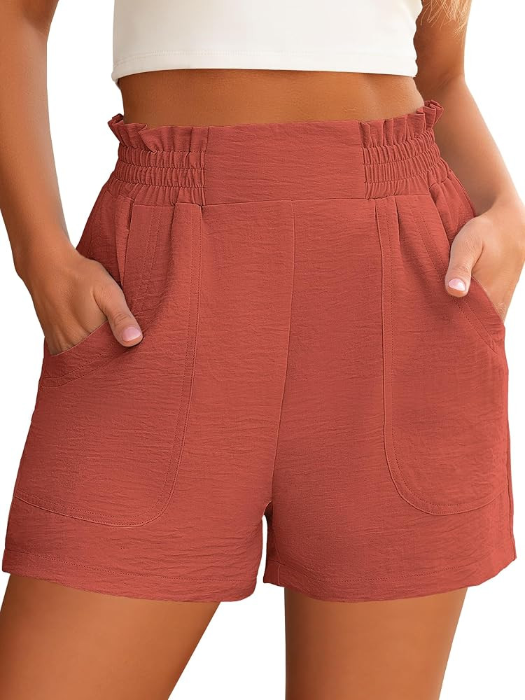 ANRABESS Shorts for Women Summer Casual Elastic High Waisted Wide Leg Cute Dressy 2026 Vacation B... | Amazon (US)