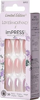 KISS LoveShackFancy x imPRESS Press-On Manicure Limited Edition, Style "Blushing Lavender" Medium... | Amazon (US)