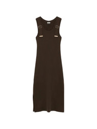 ribbed-knit buckle-detail midi dress