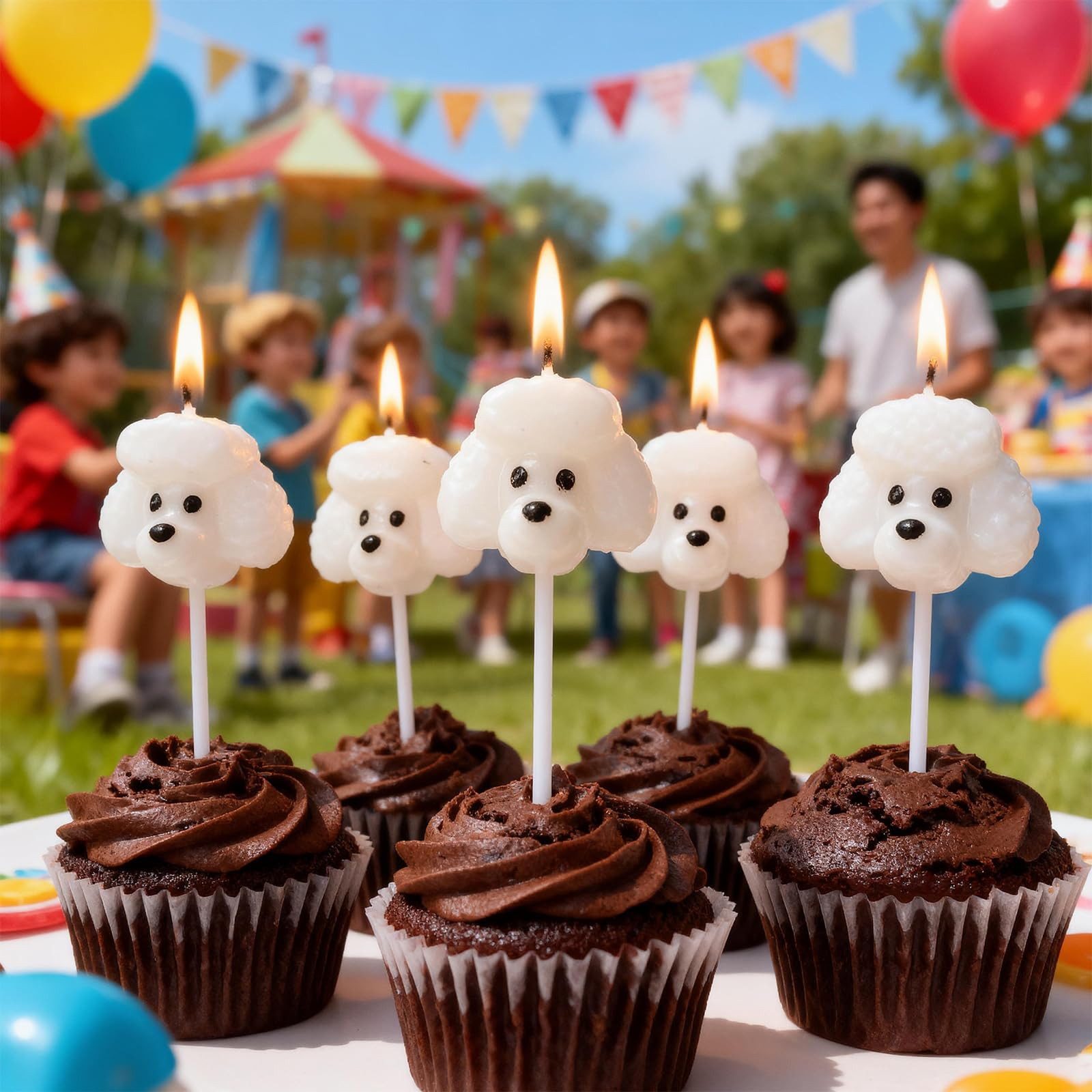 White Puppy Birthday Candles,5 Pack Cute Teddy Head Decor Candles for Cakes,Cupcakes,Funny Dog Ca... | Amazon (US)
