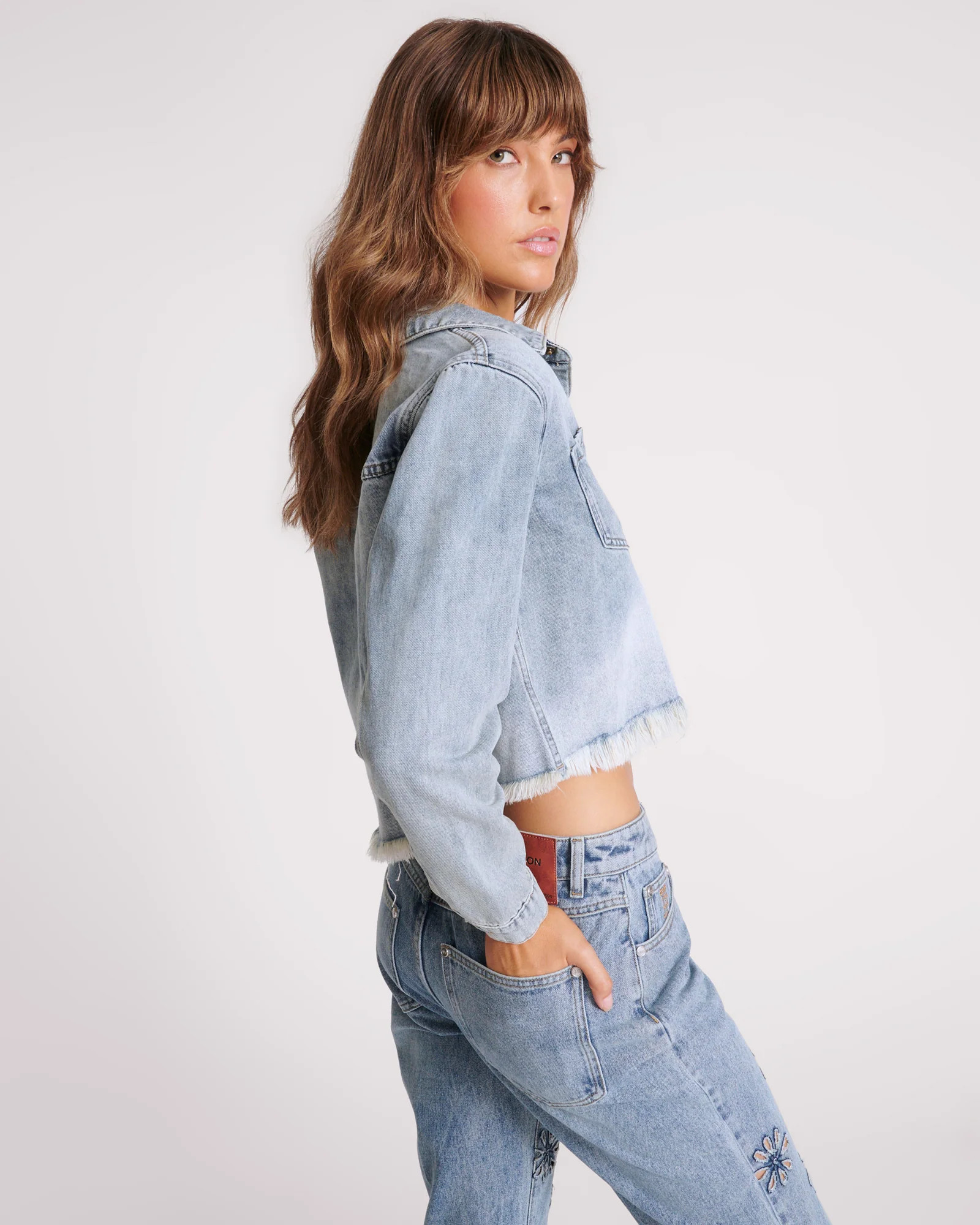 Braxton Long Sleeve Denim Top - Blue Blossom | One Teaspoon | OneTeaspoon