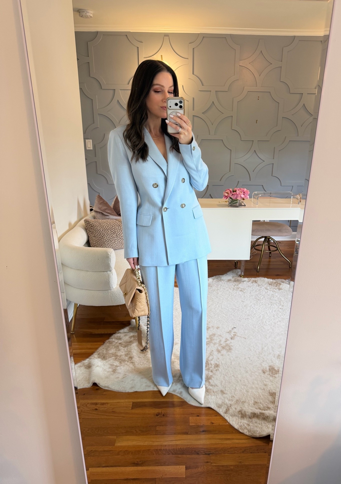 The most gorgeous blue suit! Blazer and pants both true to size.

#LTKOver40 #LTKootd #LTKWorkwear