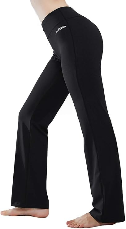 HISKYWIN Inner Pocket Yoga Pants 4 Way Stretch Tummy Control Workout Running Pants, Long Bootleg ... | Amazon (US)