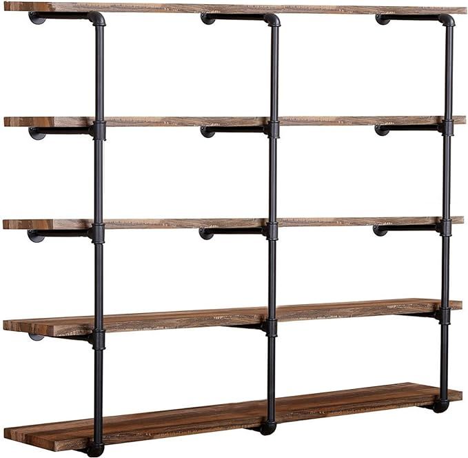 Industrial Wall Mount Iron Pipe Shelf Shelves Shelving Bracket Vintage Retro Black DIY Open Books... | Amazon (US)