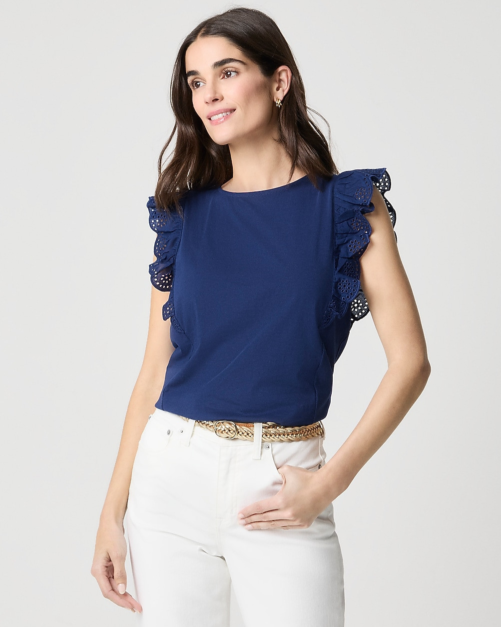 Eyelet flutter-sleeve tank top | J.Crew Factory