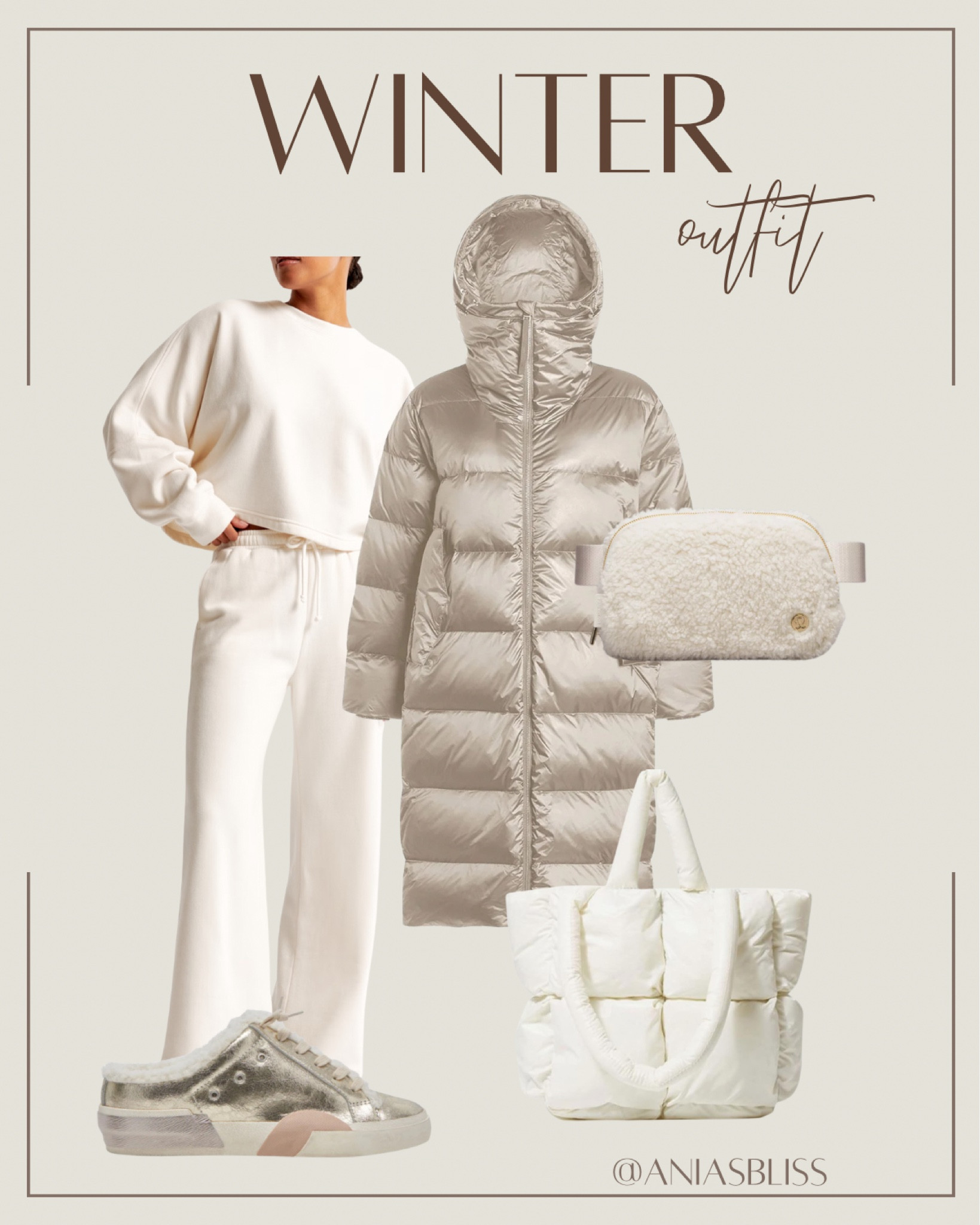 Winter outfit, casual outfit, puffer coat, slide sneakers, quilted bag, lululemon belt bag

#LTKSeasonal #LTKstyletip #LTKshoecrush