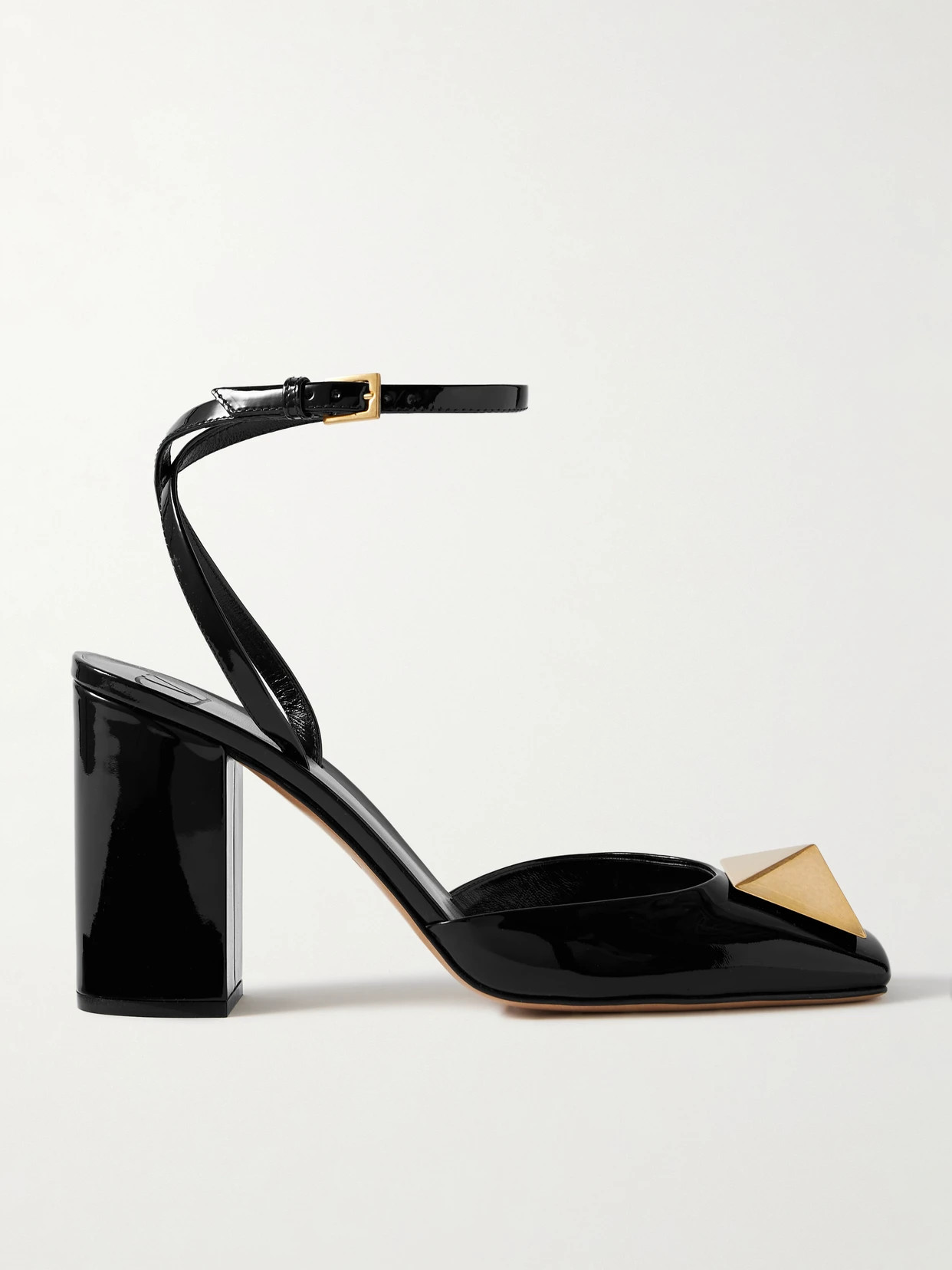 Valentino Garavani - One Stud 90 Patent-leather Pumps - Black | NET-A-PORTER (US)
