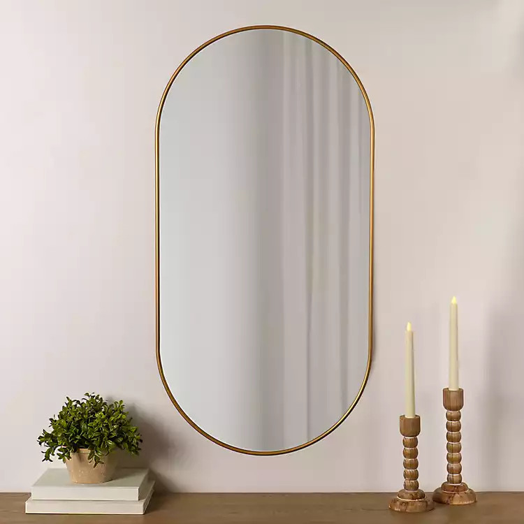 Oblong Antique Brass Nouveau Linear Wall Mirror | Kirklands Home | Kirklands