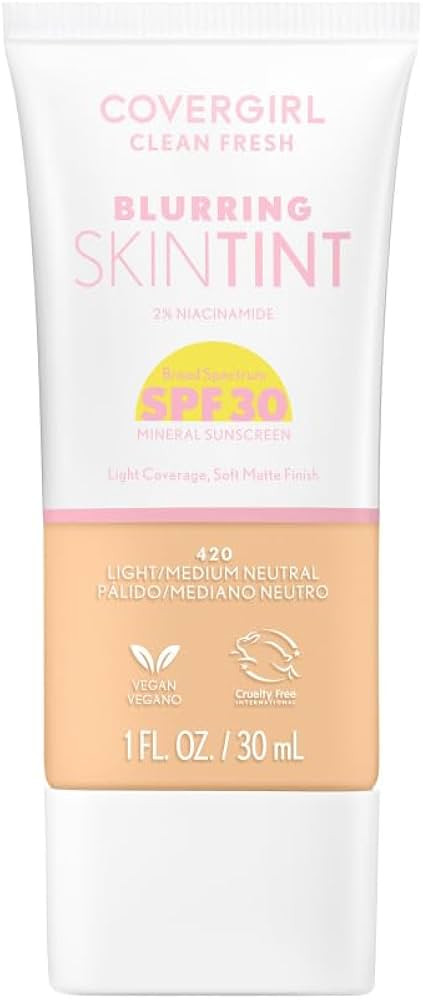 COVERGIRL Clean Fresh Blurring Skin Tint with SPF 30, 420 Light/Medium Neutral, Liquid Foundation... | Amazon (US)