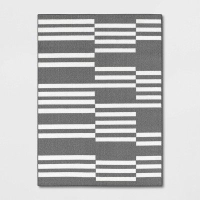4'x6' Broken Striped Rug Gray - Room Essentials™ | Target