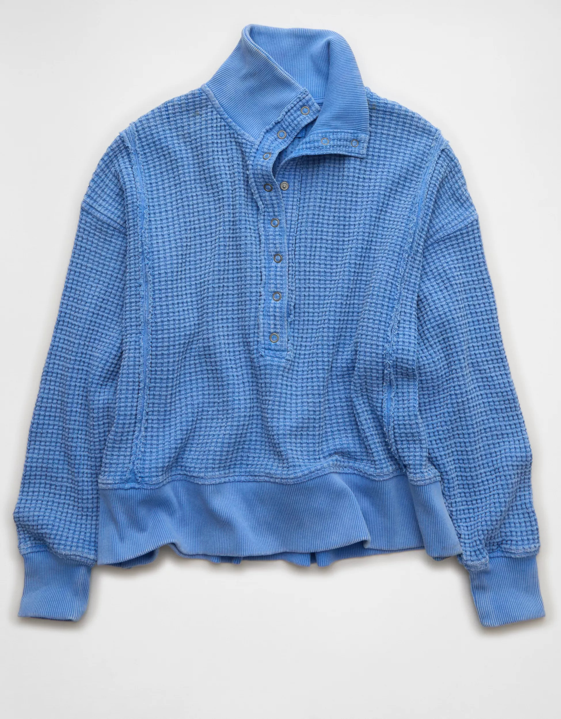 AE Big Hug Waffle Henley Sweatshirt | American Eagle Outfitters (US & CA)