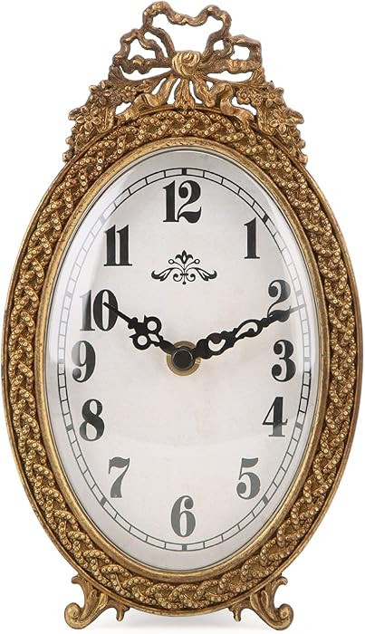 NIKKY HOME Gold Table Clock Silent Non-Ticking, Small Shelf Desk Top Clock Battery Operated Class... | Amazon (US)