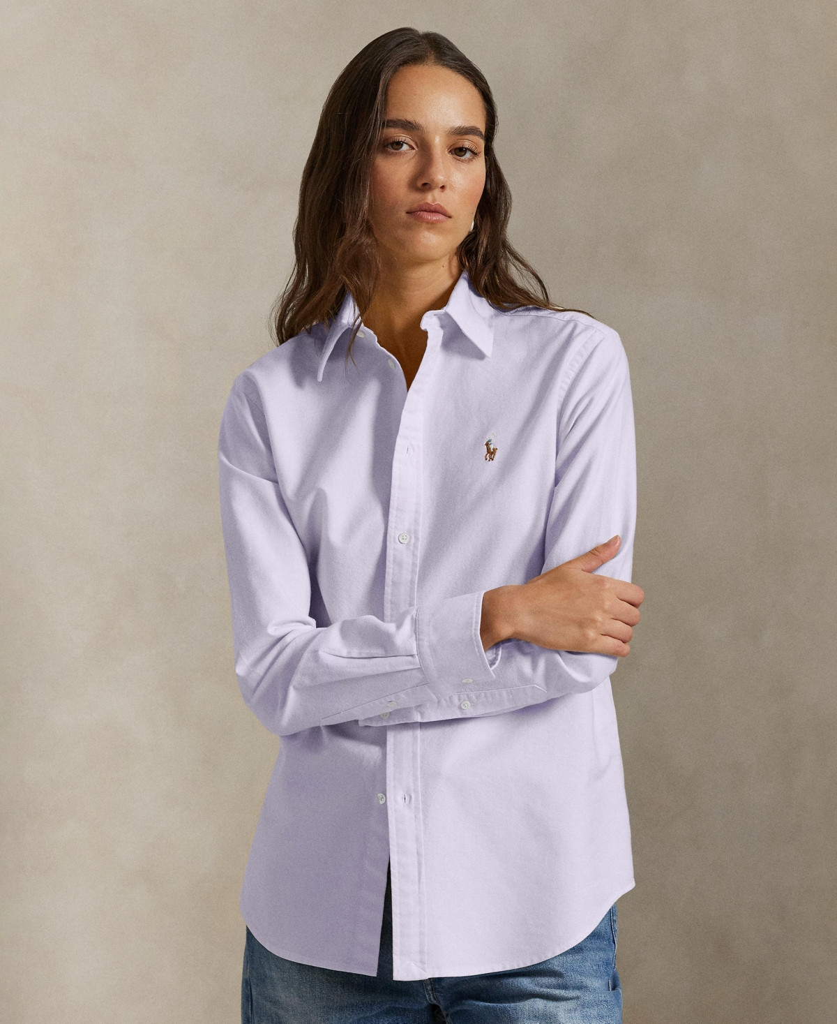 Polo Ralph Lauren Women's Classic-Fit Oxford Shirt - Sky Lavender | Macy's