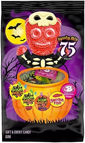 SOUR PATCH KIDS Original, Big Kids & Zombie, SWEDISH FISH & Bubblicious Strawberry Gum Halloween Can | Amazon (US)