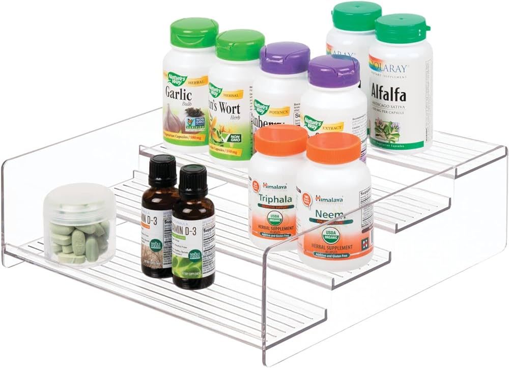 mDesign Plastic Bathroom Storage Organizer Shelf for Cabinet, Vanity, Countertop - Holds Vitamins... | Amazon (US)