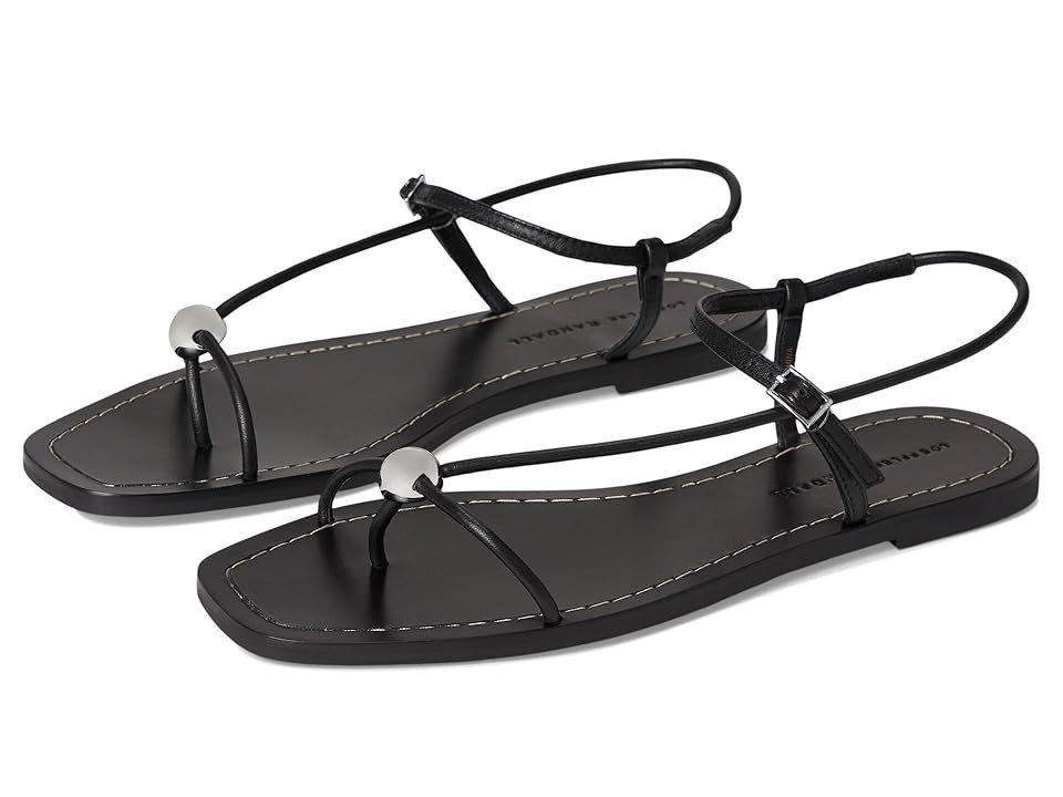 Loeffler Randall Lara Strappy Flat Sandals with Ball Women's Wedge Shoes Black : 5.5 B - Medium, Leather | Zappos