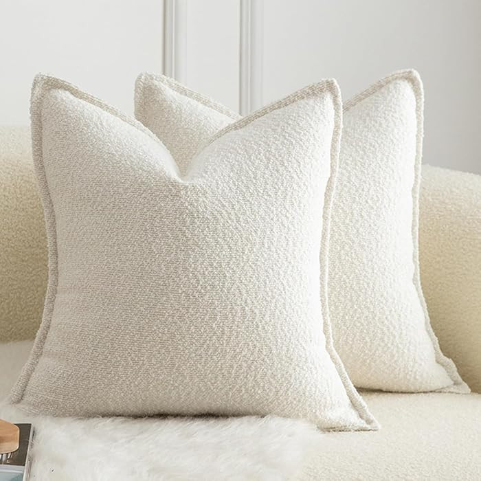 MANDIOO Pack of 2 Decorative Throw Pillow Covers Accent Solid Woven Textured Cushion Covers Pillo... | Amazon (US)