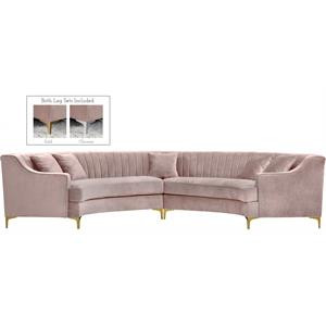 Meridian Furniture Jackson 2pc Velvet Sectional in Pink | Cymax