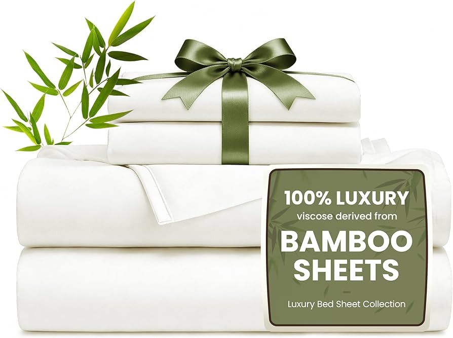 Love's cabin 4 Piece King Size Sheet Set, 100% Rayon Derived from Bamboo, Cooling & Breathable, S... | Amazon (US)
