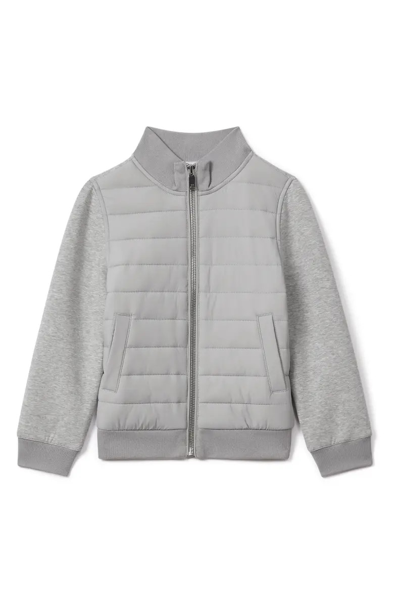 Reiss Kids' Flintoff Sr. Mixed Media Quilted Bomber Jacket | Nordstrom | Nordstrom