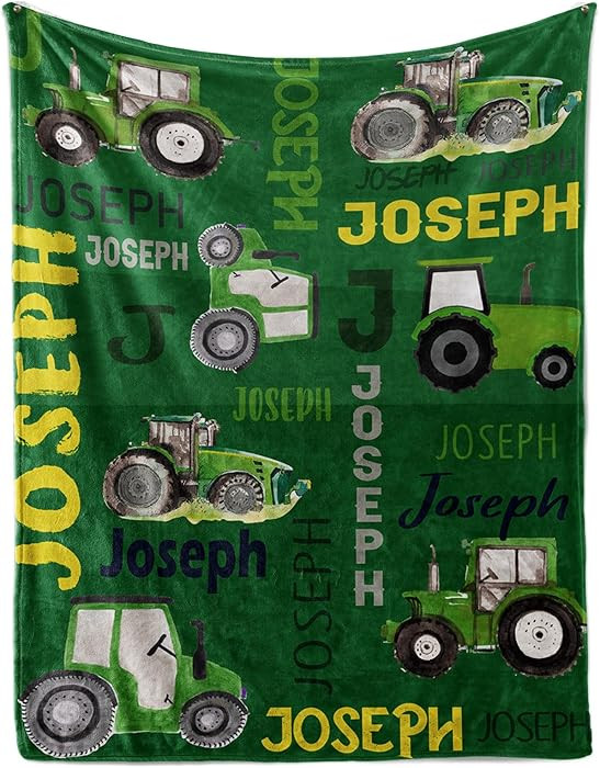 Personalized Tractors Blanket - Custom Name with Farm Tractor Trucks Design - Soft Plush Flannel ... | Amazon (US)