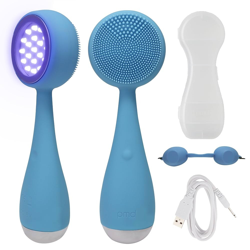 PMD Beauty Facial Cleansing Brush - Smart Silicone Brush with Blue Light Treatment - SonicGlow Vi... | Amazon (US)