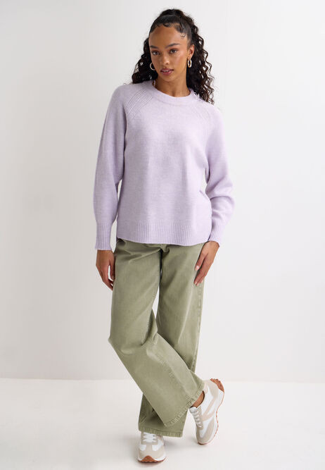 Womens Lilac Side Split Crew Neck Jumper | Peacocks