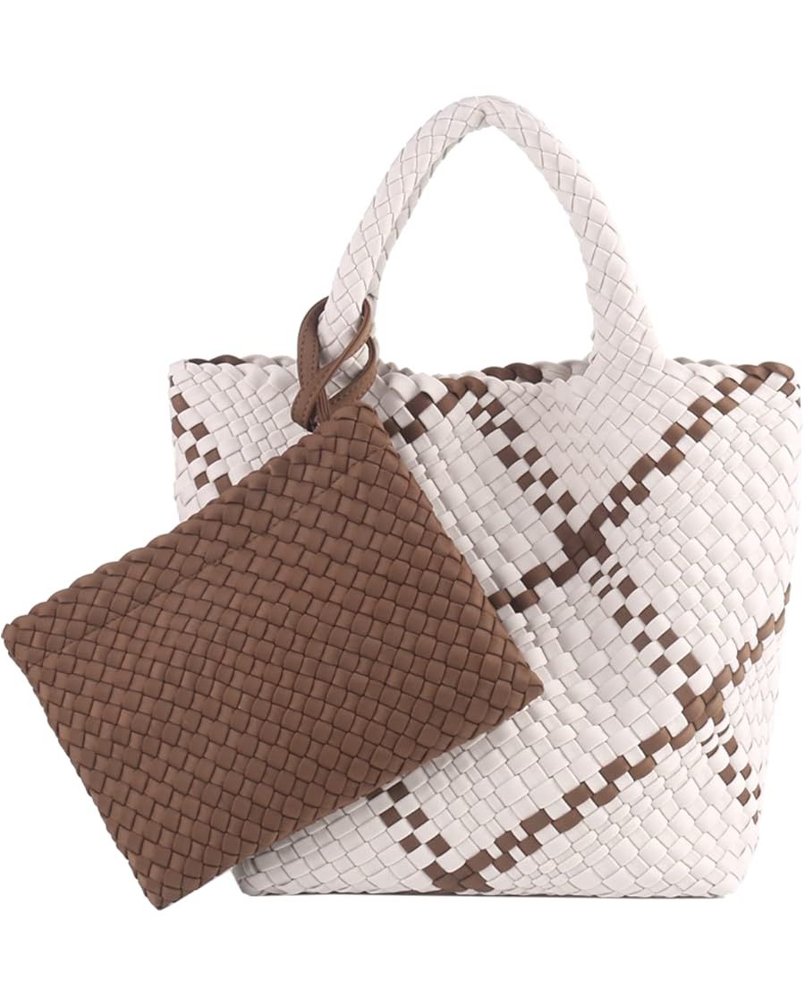 Woven Tote Bag + Purse Women Neoprene Tote Handbag Fashion Large Shoulder Top-Handle Travel Bag U... | Amazon (US)