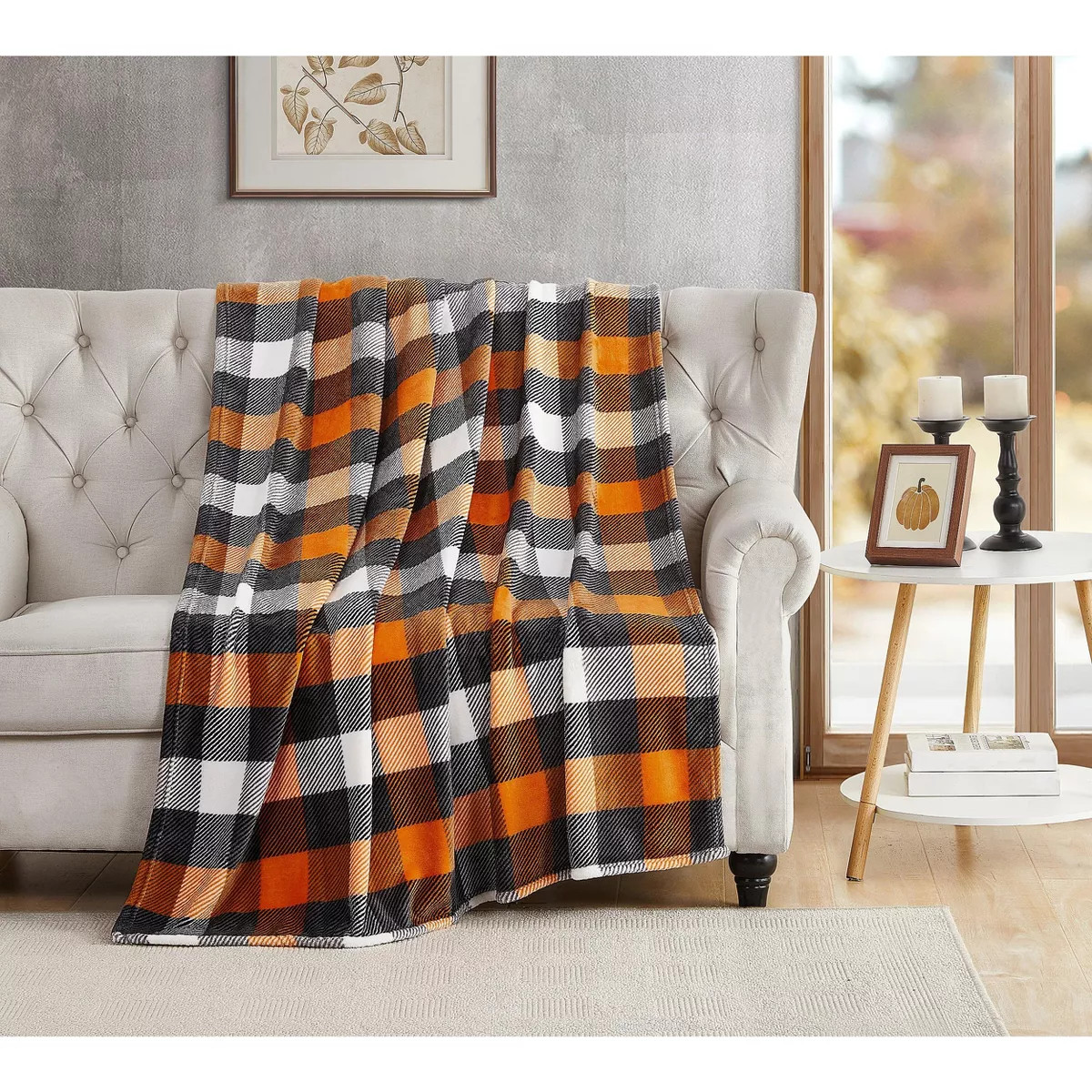 Kate Aurora Autumn Accents Fall Halloween Harvest Plaid Ultra Soft Oversized Accent Plush Throw B... | Target